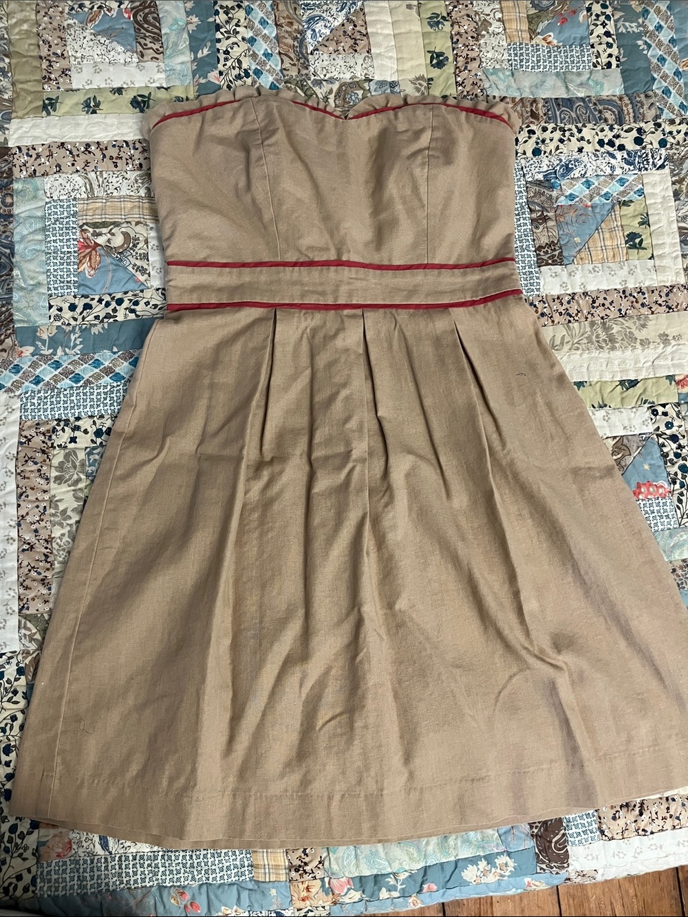 LC Lauren Conrad Tan Dress with White Trim